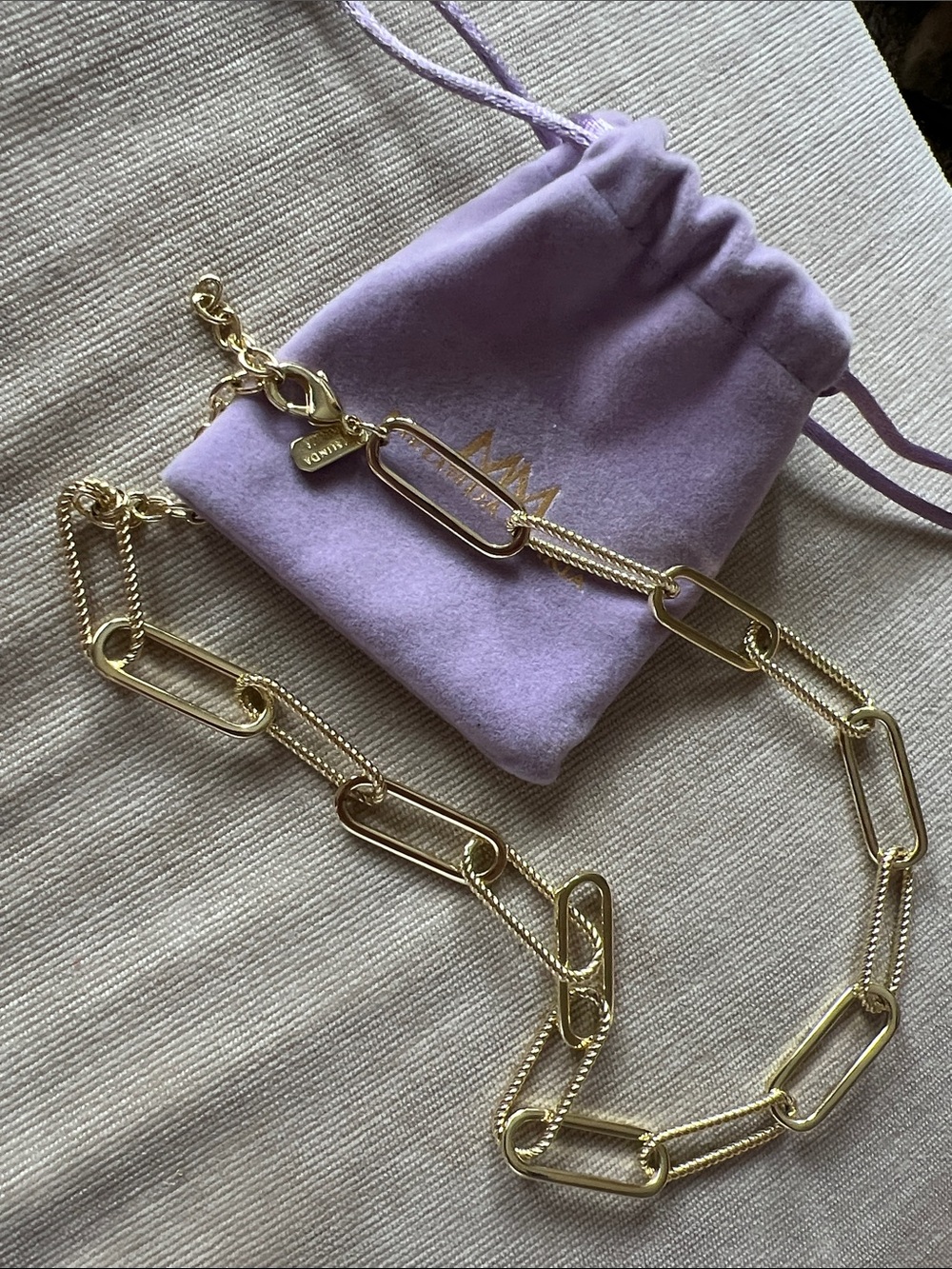 Melinda Maria Chain Necklace with Drawstring Pouch